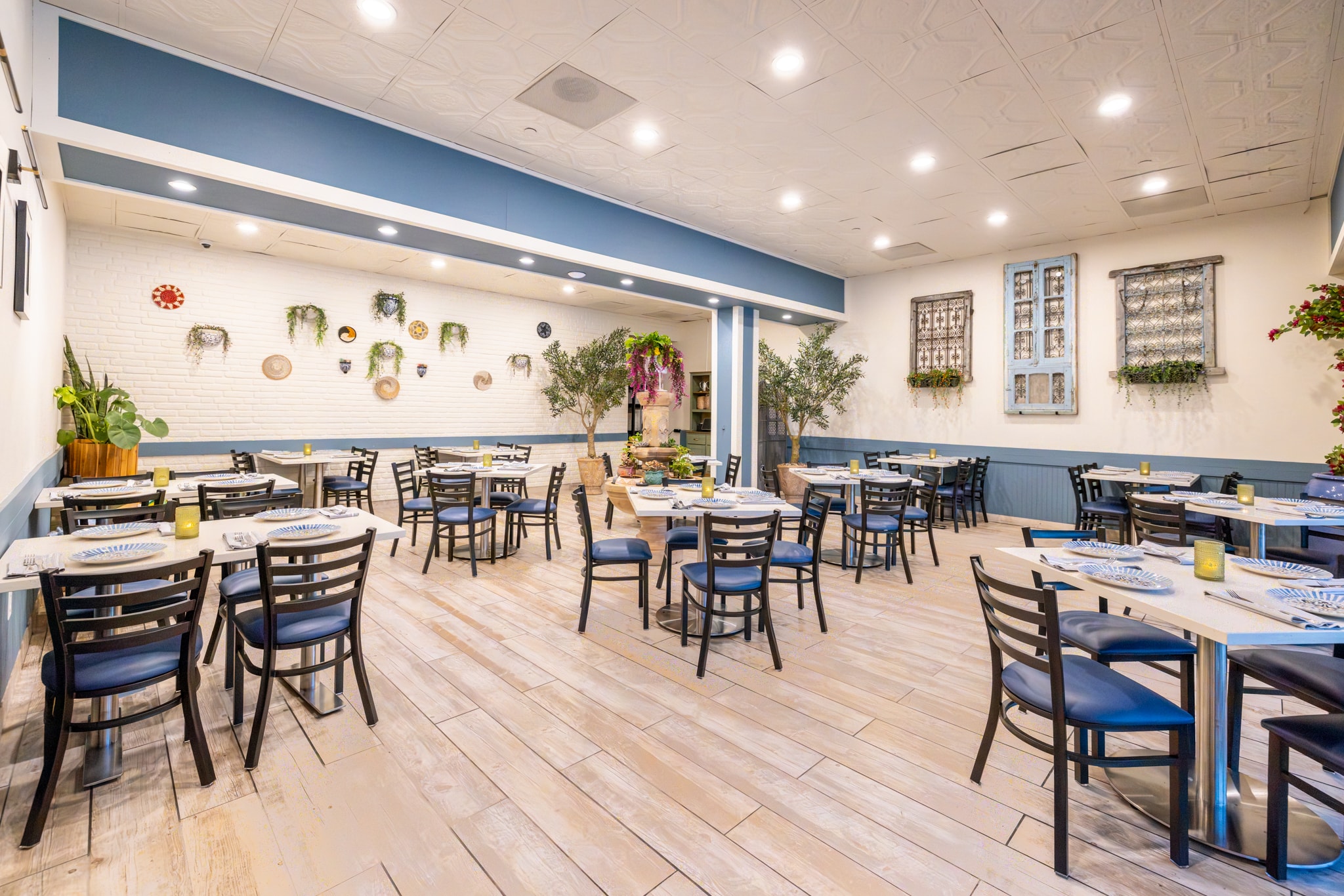 Restaurant interior warm lighting