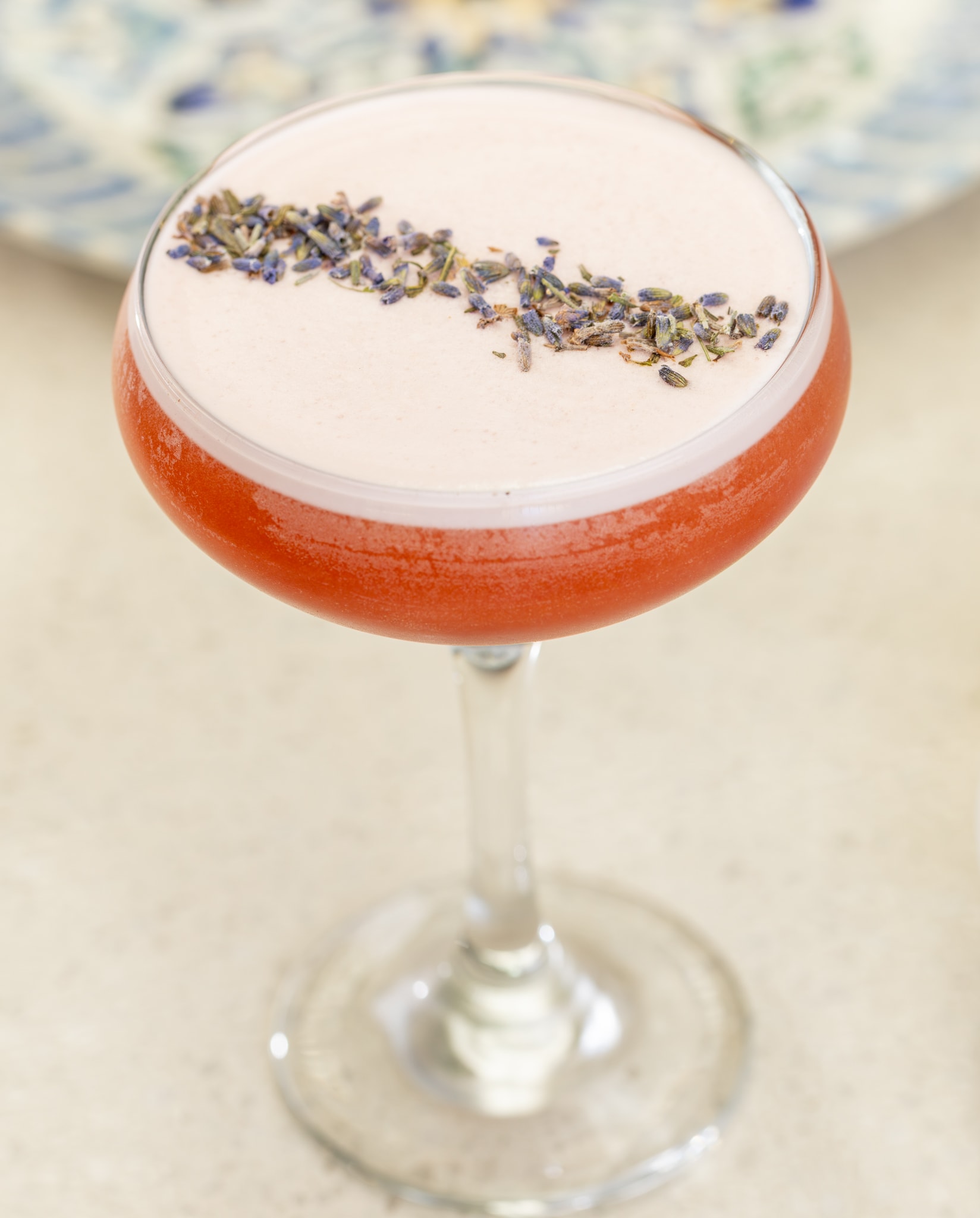Lavender cocktail in a coupe glass