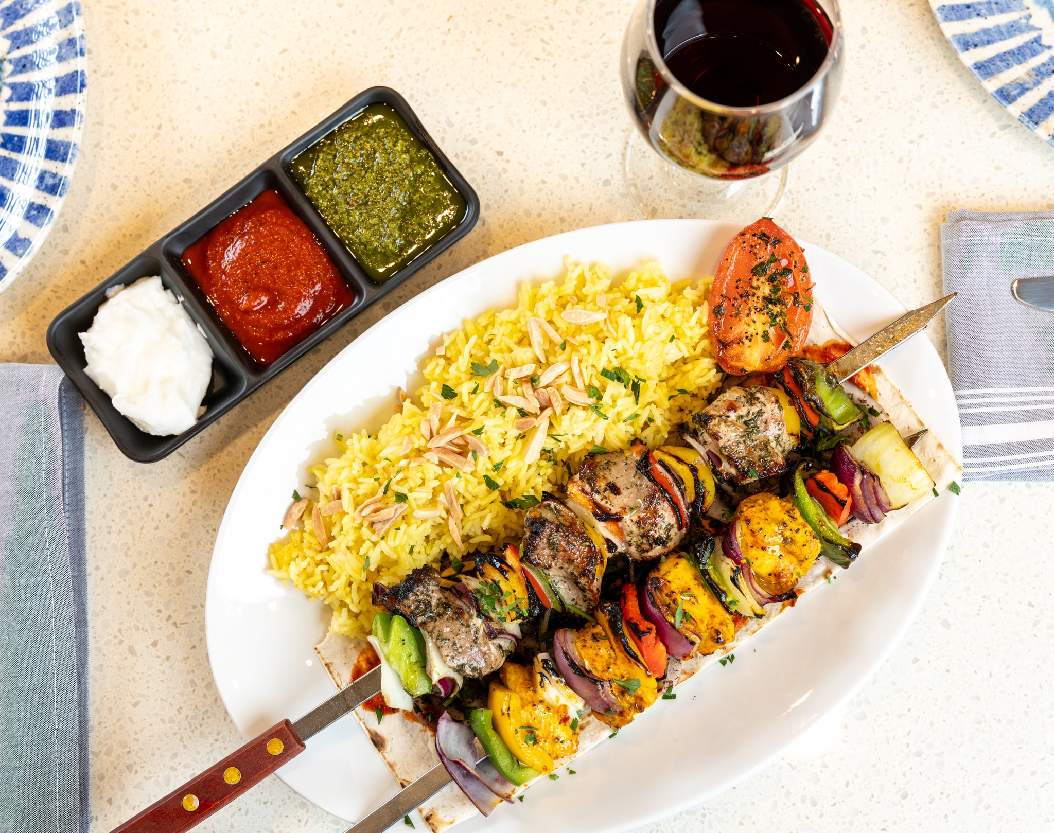 Kafta kabab on the grill