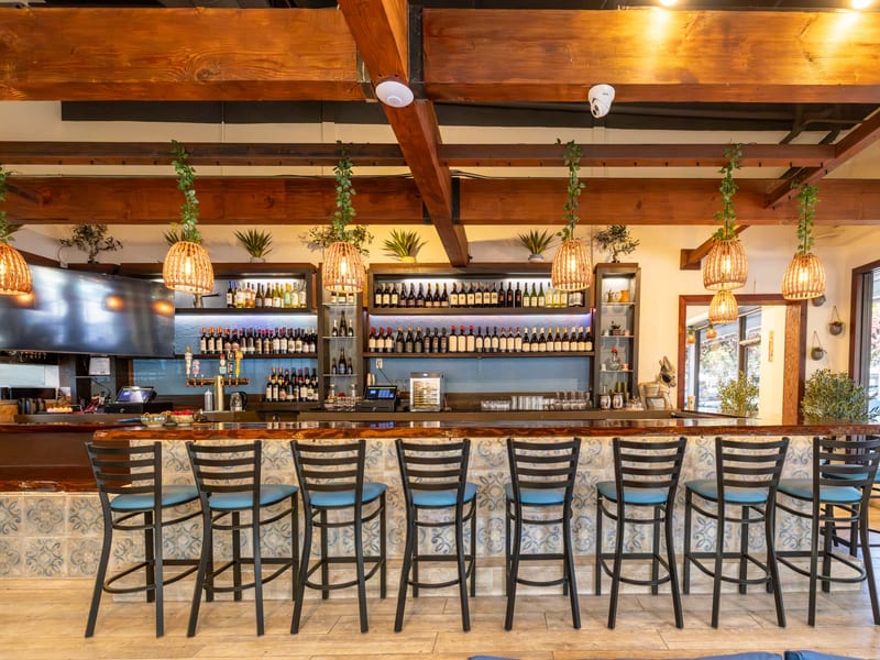 Restaurant interior with lanterns
